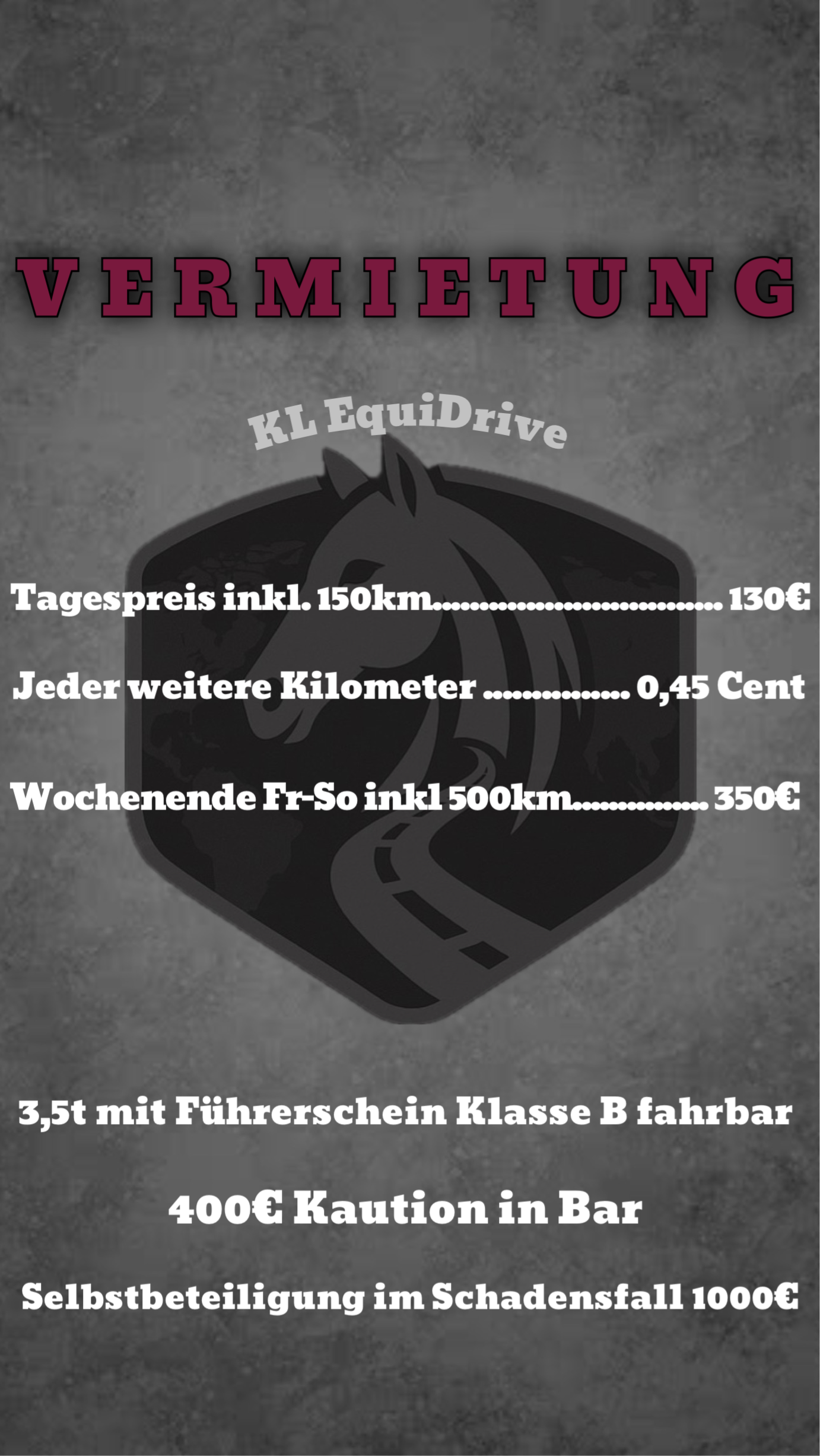 Vermietung – Preisübersicht